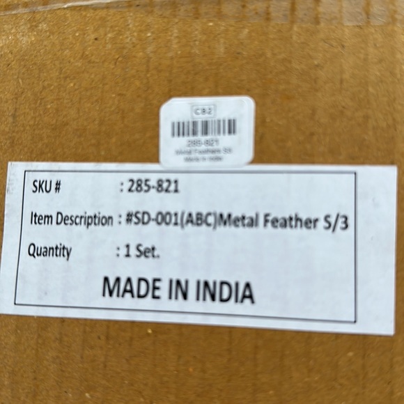 Metal Wall Feather Decor Set of 3 - Picture 3 of 6